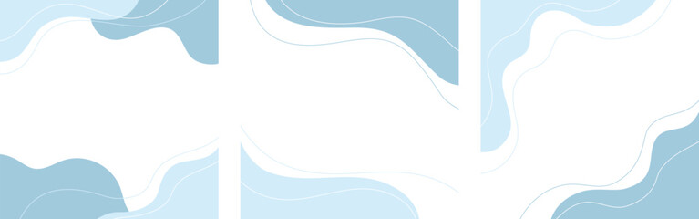 抽象的なウェーブのフレーム3種セット