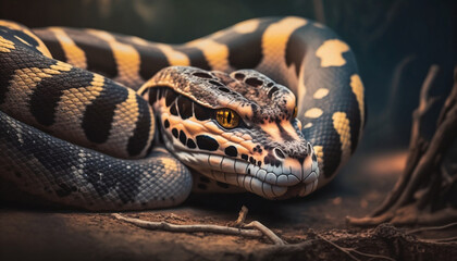 Fototapeta premium Axanthic Python in Nature, generative ai 