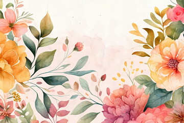 Watercolor Floral Background Made with Generative AI