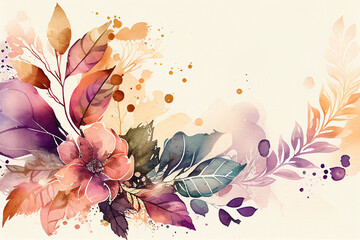 Watercolor Floral Background Made with Generative AI