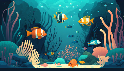 Naklejka na ściany i meble Underwater Illustration