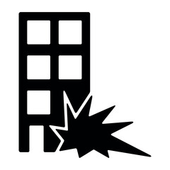 Building Explosion icon, Explosive Building, Building Blast, Destroyed Building, Bombed Building.