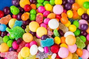 candy on the table, colorful candy background