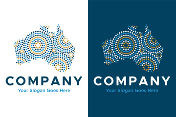 simple australia map dot aboriginal pattern illustration logo design