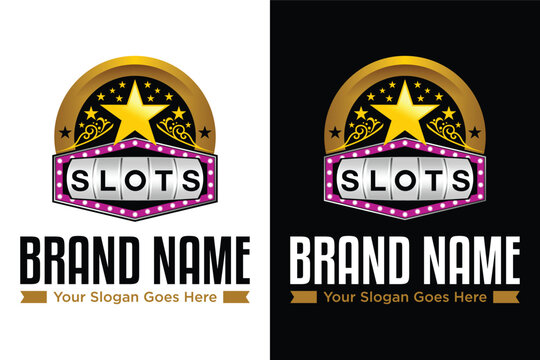 golden star slots casino illustration logo design