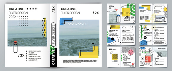 Design annual report, vector template brochure, flyer. Geometric abstract flyer templates.