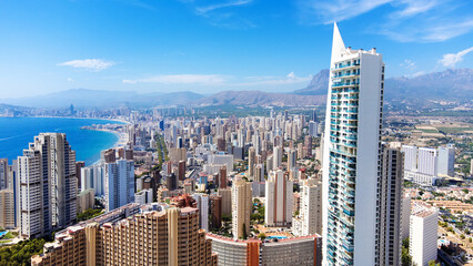 summer, tourism and travel concept - Beautiful aerial view of Benidorm, Spain