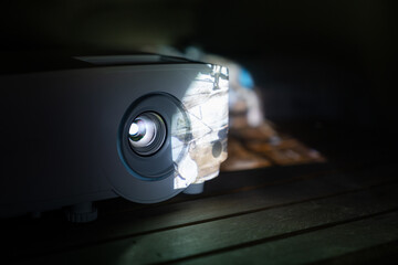 Home theater projector in the dark	