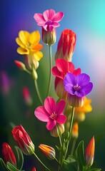 Obraz na płótnie Canvas Ai generated beautiful colourful flowers in full bloom in springtime