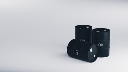 3d illustration of two oil barrels over white background