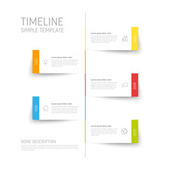 Simple vertical infographic timeline template made from white paper stripes