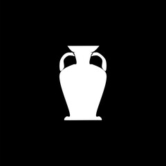 Decorative vase in hand drawn icon isolated on black background. 