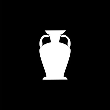 Decorative vase in hand drawn icon isolated on black background. 