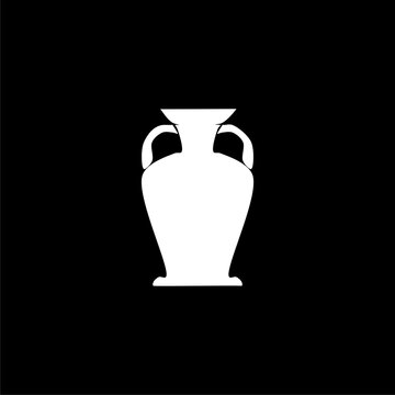 Decorative vase in hand drawn icon isolated on black background. 