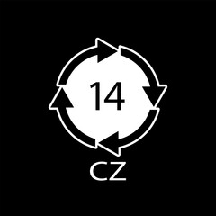 Battery recycling symbol 14 CZ . Vector illustration