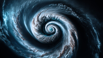 View of a cyclone eye from space. Giant hurricane background. Generative ai