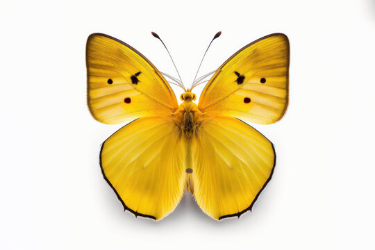 Beautiful light yellow butterfly isolated on white background (Generative AI)