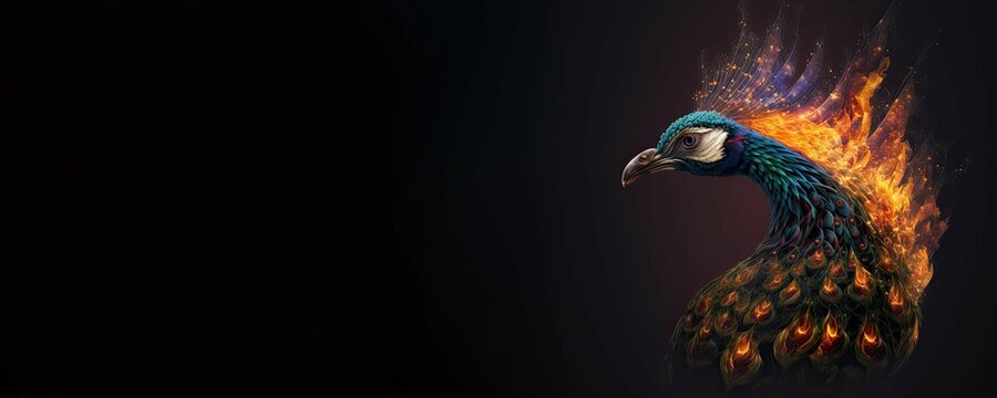close up of peacock. Generative AI image.