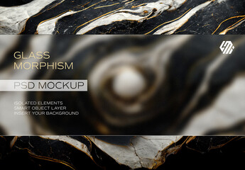 Glass Morphism Web Banner Mockup On Marble Stone