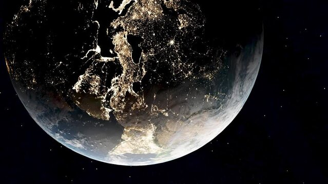 Middle East at night, earth from ISS in 3d render, vertical