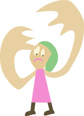 Alien Teenage Girl Grow Weird Hands Drawing Illustration