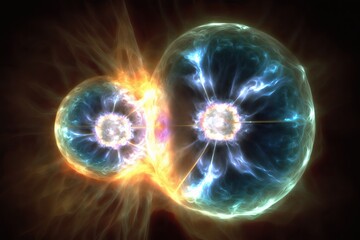 Obraz premium Neutron star collision. Generative ai composite.