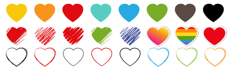 Color Hearts Big Set Isolated