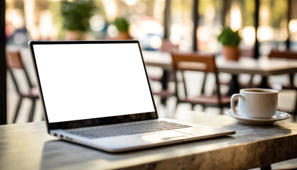 Fototapeta premium scene with laptop at the fist plan for montage