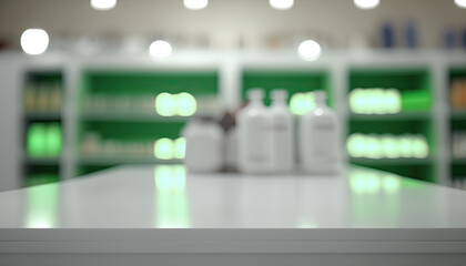 Fototapeta premium table and pharmacy background. Ready for product display montage