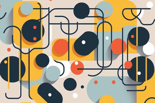 abstract pattern made up of interconnected shapes and lines, representing the interdependence and collaboration required to complete a project successfully (AI Generated)