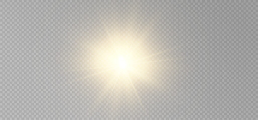 Golden particles of light. Golden light. Light flare.Stars isolated on transparent background.