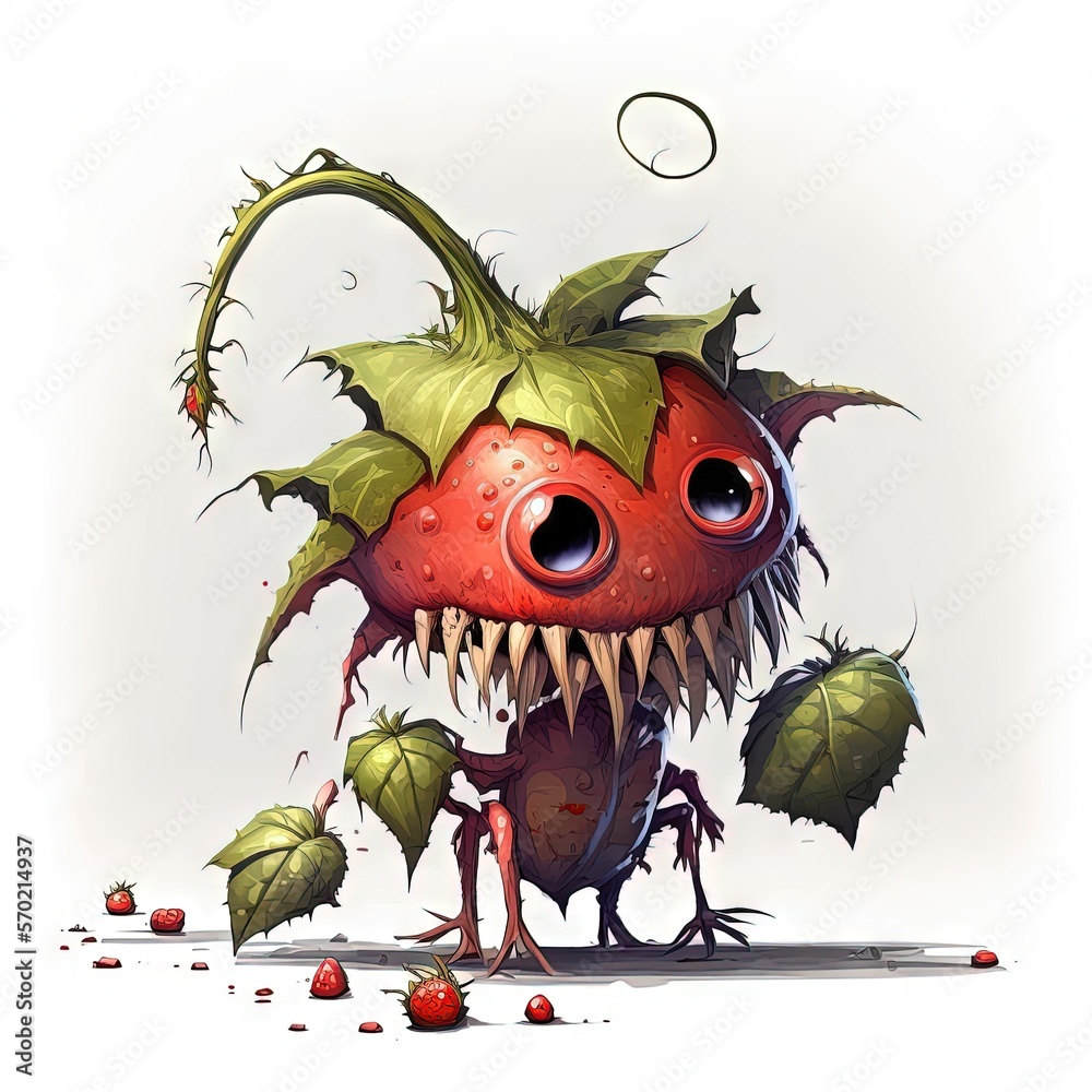 Wall mural fantasy rpg strawberry goblin illustration, created with generative ai