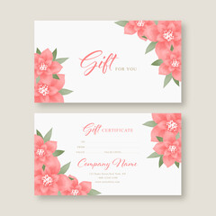 Gift voucher card template. Modern discount coupon or certificate layout in rustic style. Greenery Watercolor Floral Vector illustration.
