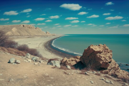 near Manas, on the Caspian Sea. Generative AI