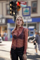 Fototapeta premium a beautiful day with Olga in street