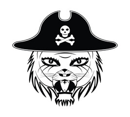 tiger face pirate icon. vectors, illustrations, icons, avatars and logos.