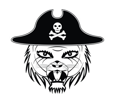 tiger face pirate icon. vectors, illustrations, icons, avatars and logos.