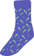 Basic Sock with Leaves Pattern Illustration
