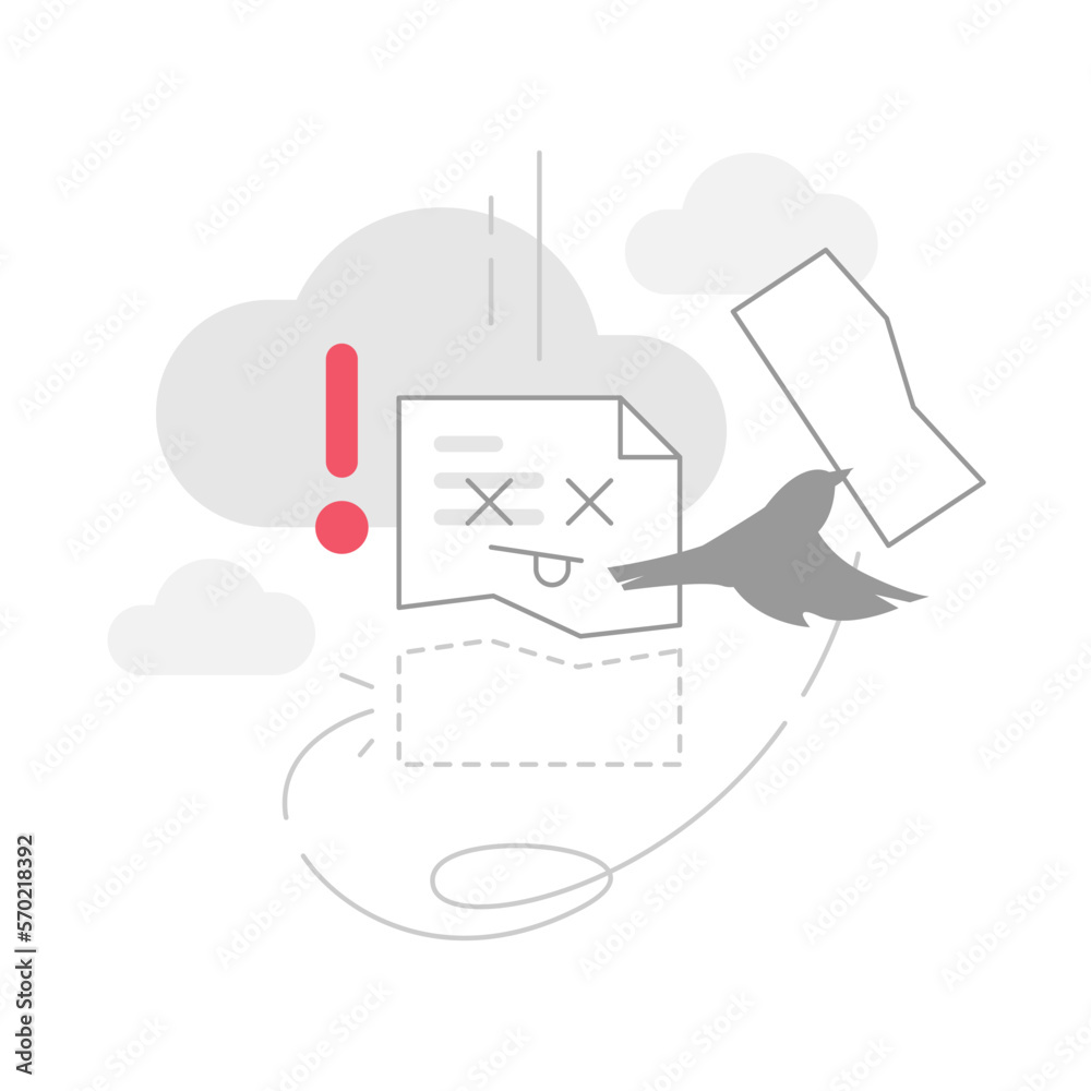 Poster cannot transfer document file, failed to get data concept illustration flat design vector eps10. mod