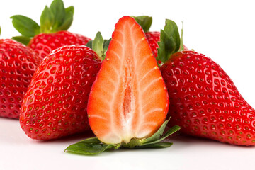 Red ripe strawberry fruits