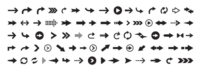 Arrow vector collection. Arrow big black icon set. Modern simple arrows for web design. Vector illustration	