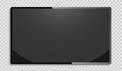 Realistic black modern thin frame display computer monitor. PNG stock illustration. Stock royalty free. Vector illustration EPS 10