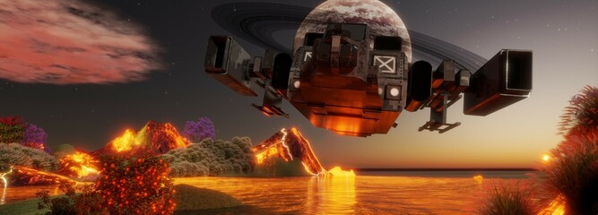 3D illustration of space travel in the future.
