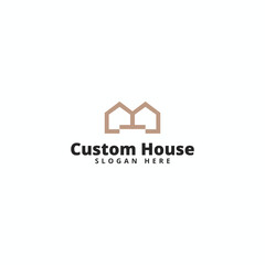 Fototapeta premium simple custom house iconic logo business vector design template with modern, elegant and minimalist styles for real estate and building business company