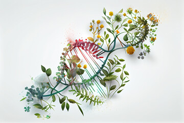 DNA plant concept created with Generative Ai - obrazy, fototapety, plakaty