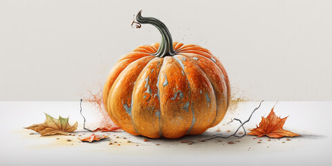 Pumpkin Halloween - Watercolor (Generative AI Art)