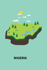 Nigeria 3d map isometric design illustration