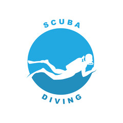 Scuba diving sport logo, under water, vector illustrator, silhouette, logo design.