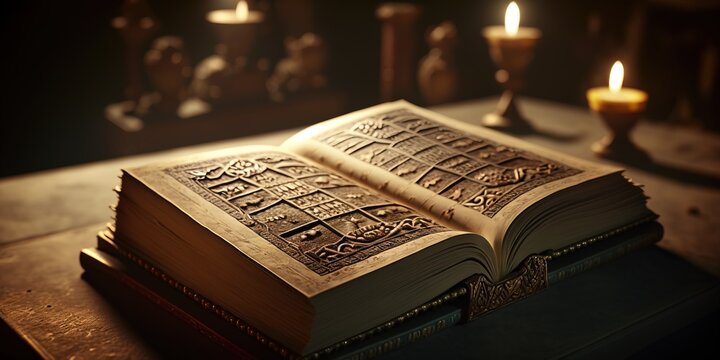 Ancient Egypt, Egyptian book, Egyptian Gods, the book of life, illustration, concept art, fantasy scenery, generative AI