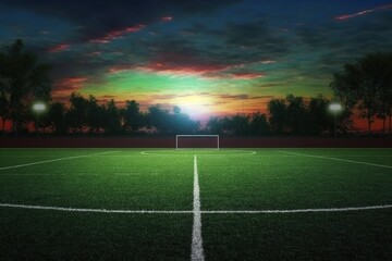 Plakat Field evening view created with generative AI